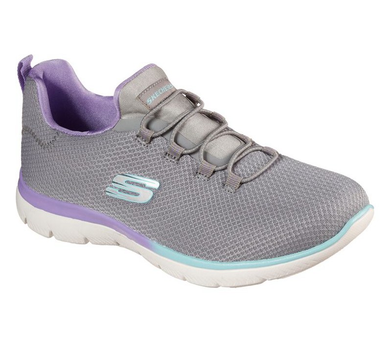 Skechers Summits - Glowing Glitz - Womens Slip On Shoes Grey/Lavender [AU-FD1096]